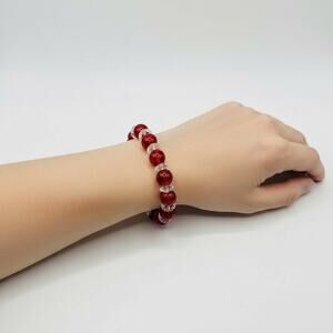 Elegant Red and Clear Beaded Bracelet